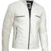 white mens leather cafe racer