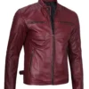 mens maroon cafe racer jacket