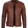 mens leather jacket cafe racer brown