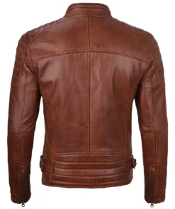 mens cafe racer cognac brown leather jacket