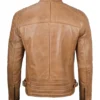 mens camel brown real cafe racer leather jacket