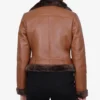 Women's Asymmetrical Cognac Brown Shearling Jacket