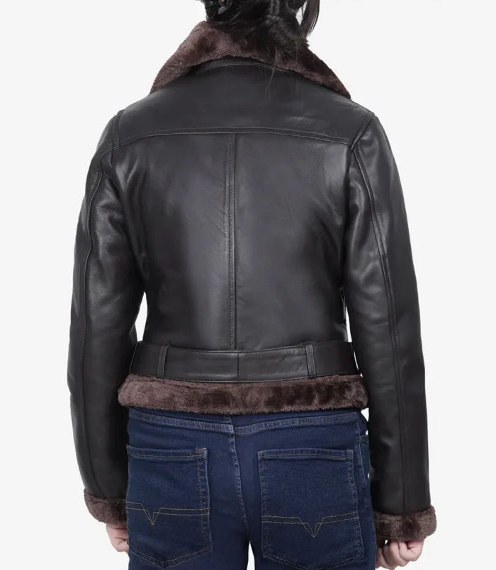 Women's Asymmetrical Dark Brown Biker Leather Jacket