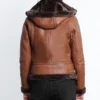 Women's Cognac Bomber Shearling Jacket