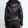 Women's Dark Brown Shearling Leather Faux Fur Jacket