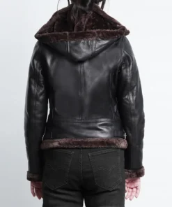 Women's Dark Brown Shearling Leather Faux Fur Jacket