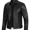 Men Harrington Black Leather Jacket