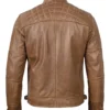 Men's Distressed Cafe Camel Brown Racer Leather Jacket