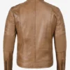 Men's Distressed Cafe Tan Racer Real Leather Jacket