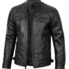 Real Leather Classic Men Black Cafe Racer Biker Jacket