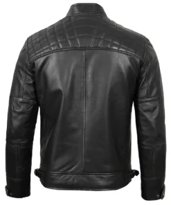 Real Leather Classic Men's Black Cafe Racer Biker Jacket