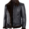 Men's Black Real Leather Jacket with Brown Shearling
